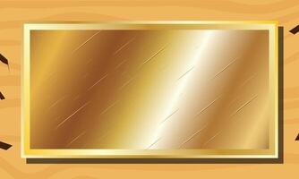 Gold blank with wooden frame background. vector