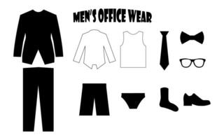 Men's office wear set. icon set. vector