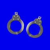 handcuffs police equipment. illustration on blue background. vector