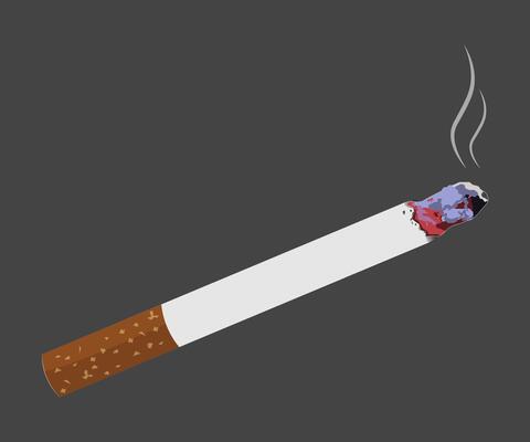 burning cigarette on black background.