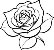 A Rose flower outline art vector