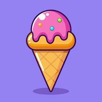 Arte de hielo crema cono dibujos animados estilo plano icono ilustración vector