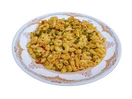 Delicious Macaroni Pasta cooked and served in plate as a food photo