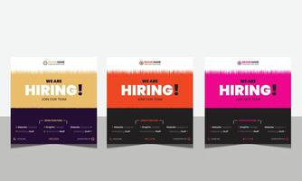 We are hiring Set of Editable minimal square banner template for social media post and web internet ads vector