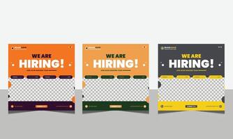 We are hiring Set of Editable minimal square banner template for social media post and web internet ads vector