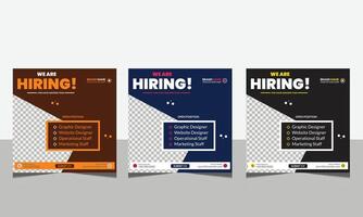 Hiring recruitment open vacancy design info label template. We are hiring join to team vector