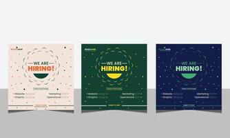 Hiring recruitment open vacancy design info label template. We are hiring join to team vector