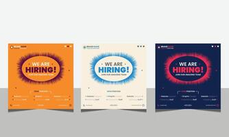 We are hiring Set of Editable minimal square banner template for social media post and web internet ads vector