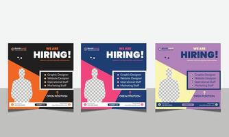 Hiring recruitment open vacancy design info label template. We are hiring join to team vector