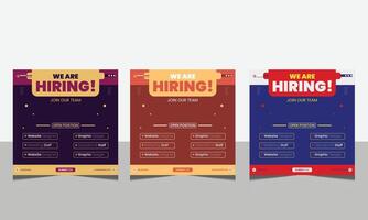 Hiring recruitment open vacancy design info label template. We are hiring join to team vector