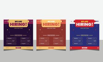 Hiring recruitment open vacancy design info label template. We are hiring join to team vector