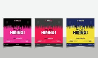 Hiring recruitment open vacancy design info label template. We are hiring join to team vector