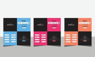 We are hiring Set of Editable minimal square banner template for social media post and web internet ads vector