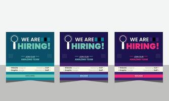 Hiring recruitment open vacancy design info label template. We are hiring join to team vector