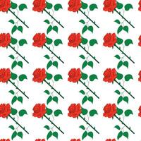 Red rose in flat style. Simple seamless pattern. cool illustration. vector