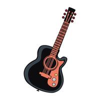 Lively pop style art featuring a guitar, radiating musical energy with vibrant colors and dynamic lines. vector