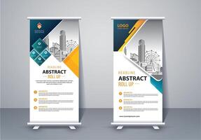 Roll up business template layout brochure leaflet vector