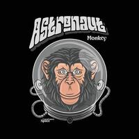 Astronaut monkey space suit. Astronaut monkey in space suit retro illustration. vector