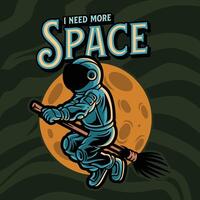 astronaut riding a broomstick,illustration astronaut vector