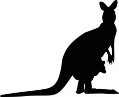 silueta de canguro animal ilustración en negro color vector