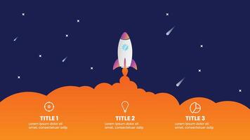 Infographic template with flying rocket for your business vector