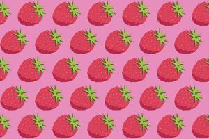 Illustration pattern, Abstract of strawberry fruit on pink background. vector