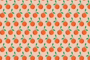 Illustration pattern, Abstract of orange fruit with leaf on soft orange background. vector