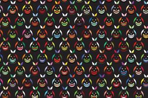 Illustration pattern, Abstract multicolor of smile face on black background. vector