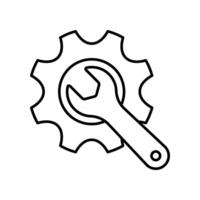 Wrench and Gear line icon isolated on white background vector