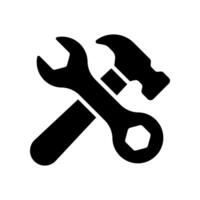 Wrench and hammer icon isolated on white background. vector