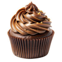 Delicious chocolate cupcake with creamy topping png