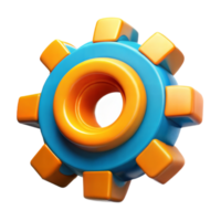 Colorful plastic gear toy on a transparent background png