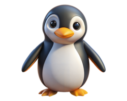 Adorable 3D cartoon penguin on transparent background png