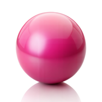 Glossy pink sphere on a reflective surface with vibrant color png