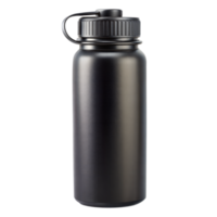 Matte black insulated water bottle on a neutral background png