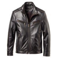 Stylish black leather jacket with modern design elements png