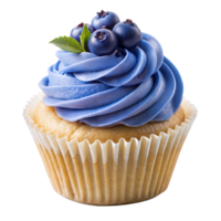 Vibrant blueberry cupcake with lush blue frosting png