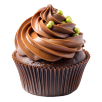 Delicious chocolate cupcake with elegant frosting and beads png