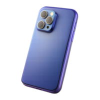 Purple smartphone with triple camera on transparent background png