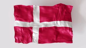 Animated, waving flag of Denmark on white background. Embodying a patriotic spirit, suitable for cultural, sports, and national event promotions. 3D animation. video