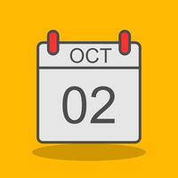 October Filled Shadow Icon vector
