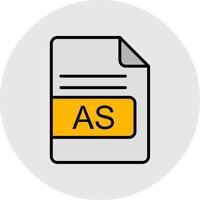 AS File Format Line Filled Light Icon vector