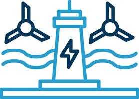 Tidal Power Line Blue Two Color Icon vector