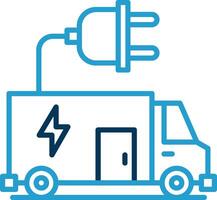 Electric Vehicle Line Blue Two Color Icon vector