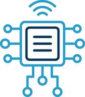 Computer Chip Line Blue Two Color Icon vector