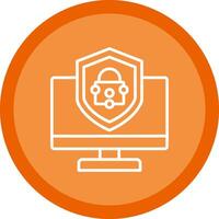 Security Computer Fix Line Multi Circle Icon vector