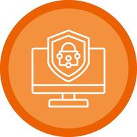 Security Computer Fix Line Multi Circle Icon vector