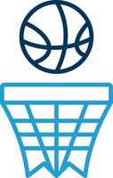 baloncesto línea azul dos color icono vector