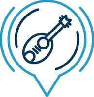 Guitar Line Blue Two Color Icon vector