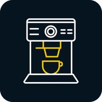 Coffee Machine Line Yellow White Icon vector